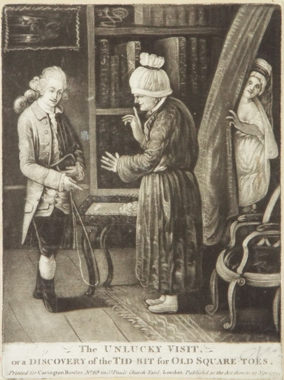 Mezzotint - The Unlucky Visit, or a Discovery of the Tid-bid of Old Square Toes.